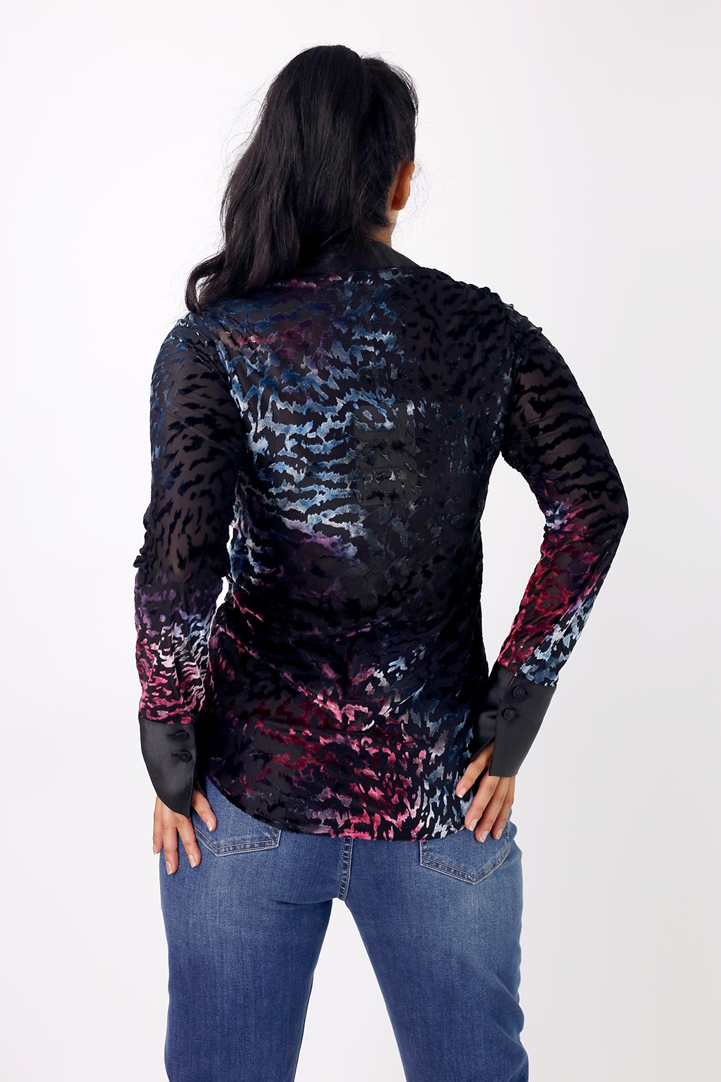 Blue & Pink Burnout Mesh Bodyshirt - SALE