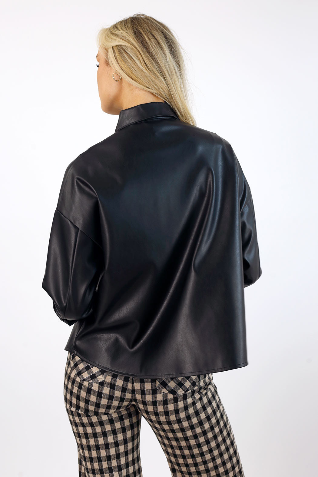 Black Vegan Leather Crop Jacket - FINAL SALE