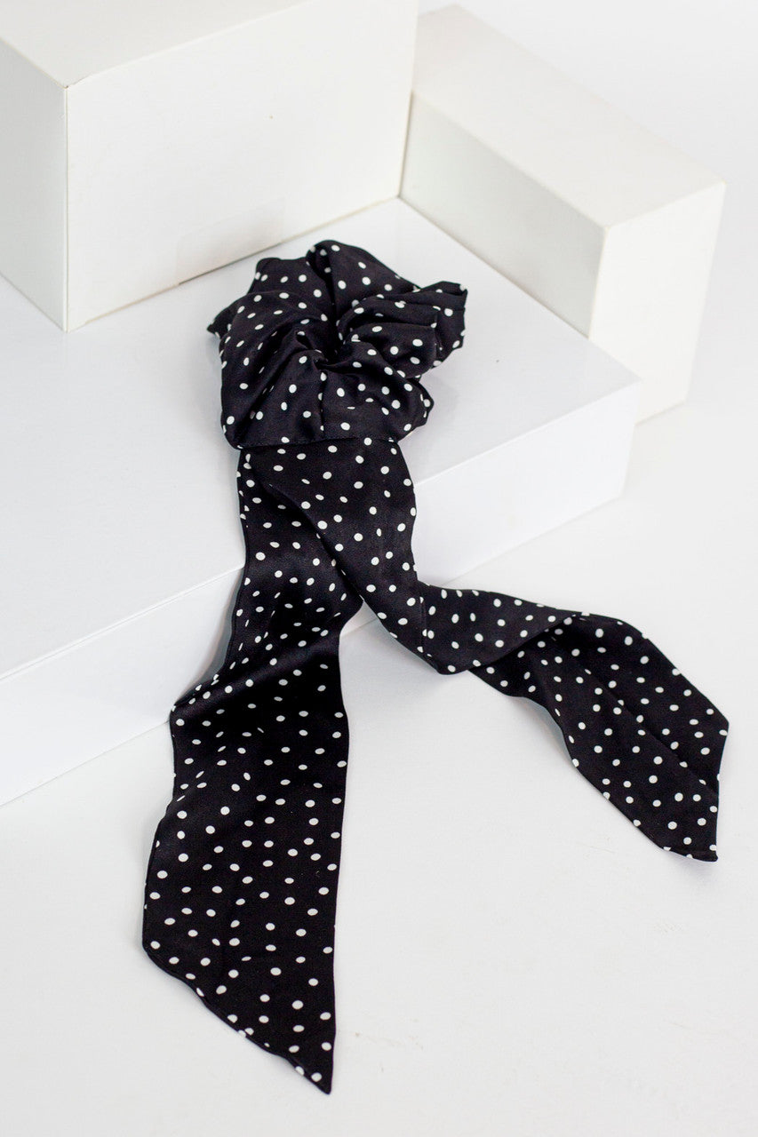 Black Polka Dot Scrunchie