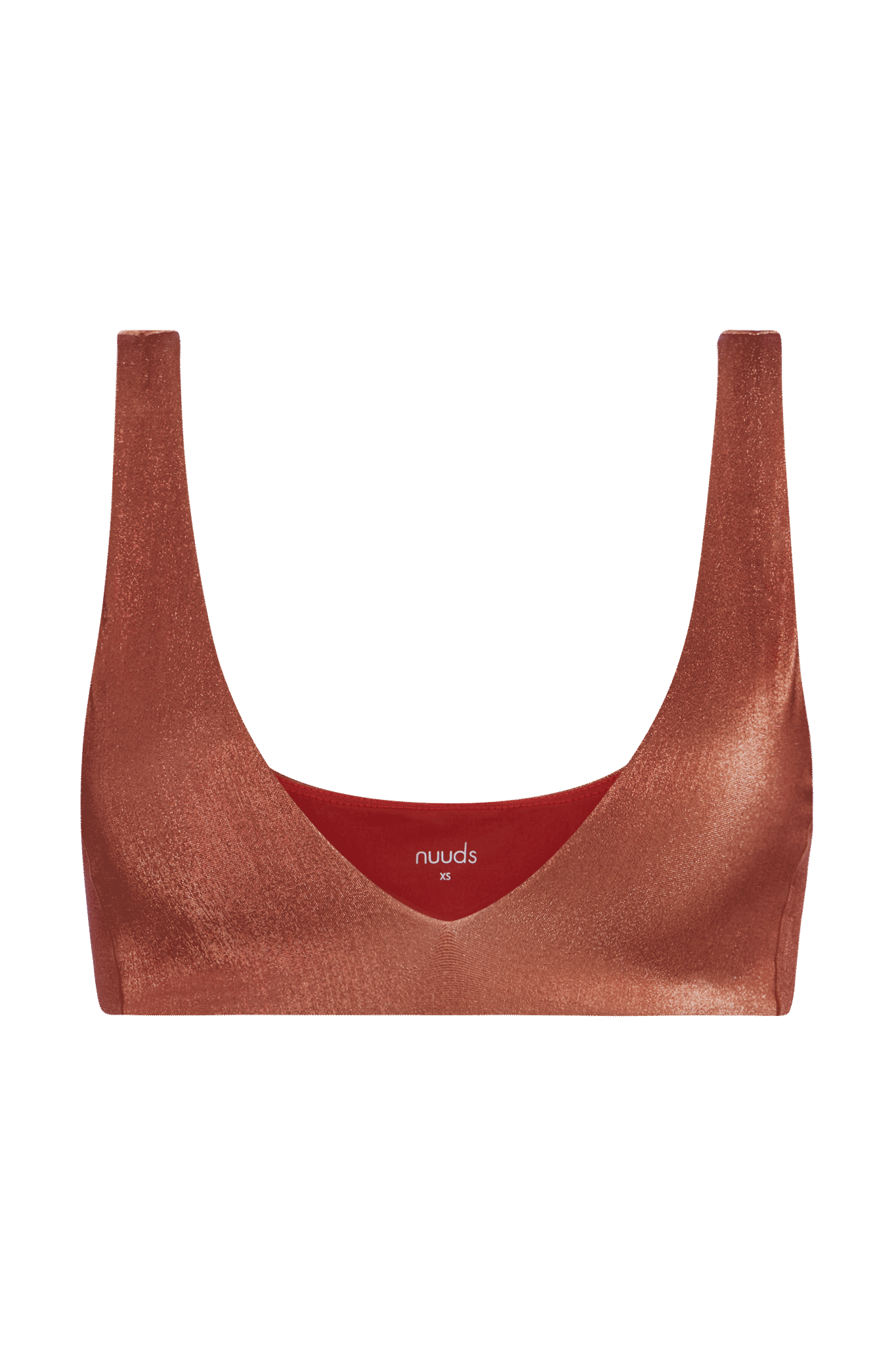 Shimmer Plunge Bikini Top | Scarlet