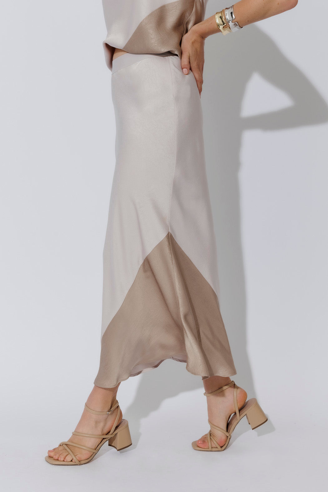 Champagne Contrast Bias Skirt