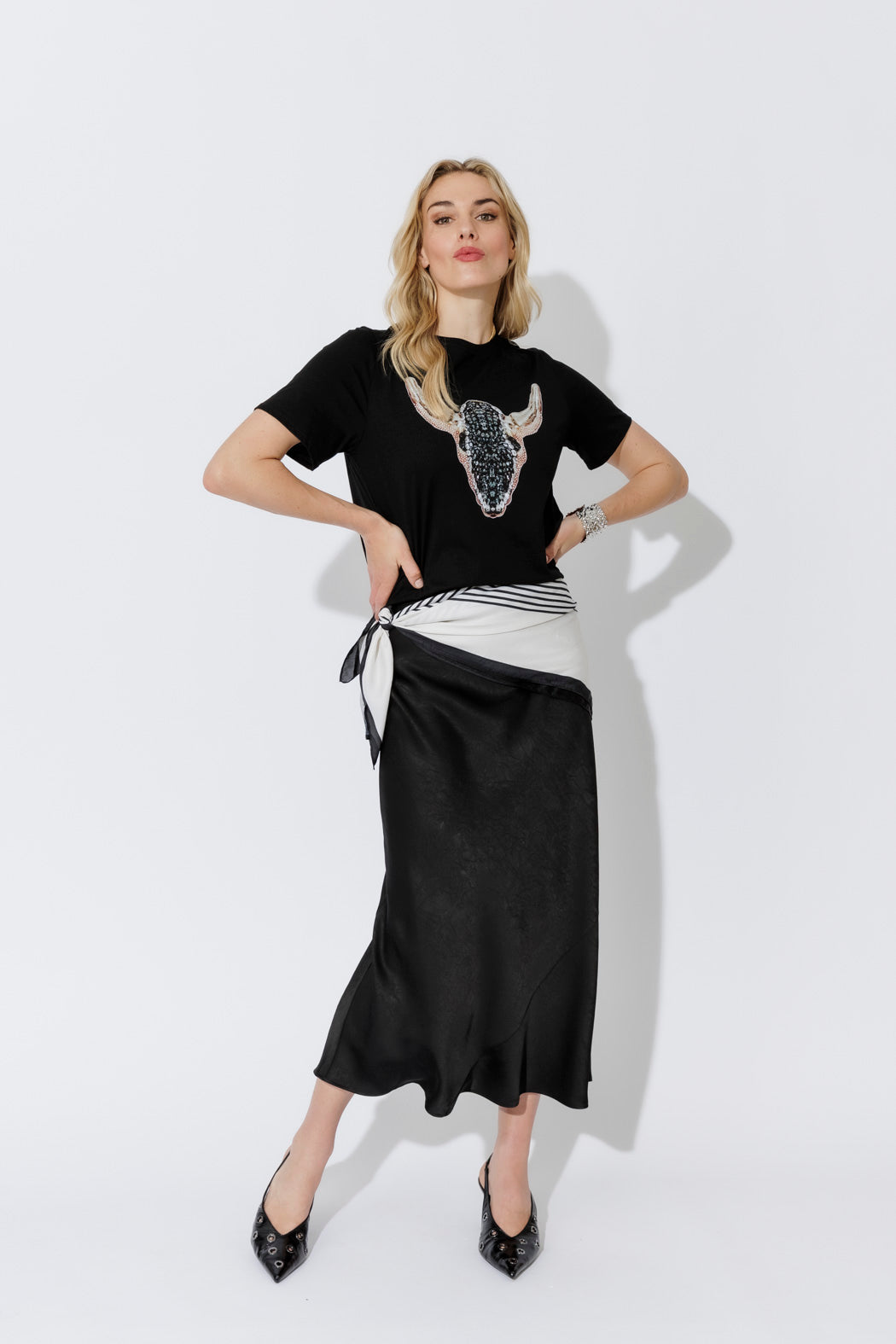 Black Horn Embellished T-Shirt