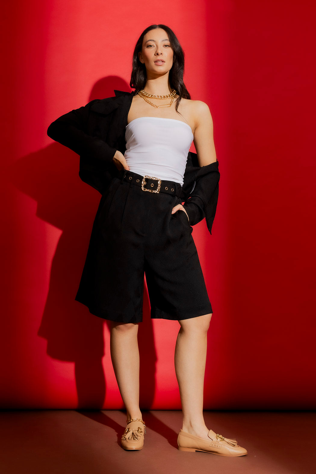 Black Embroidered Cleo Shorts