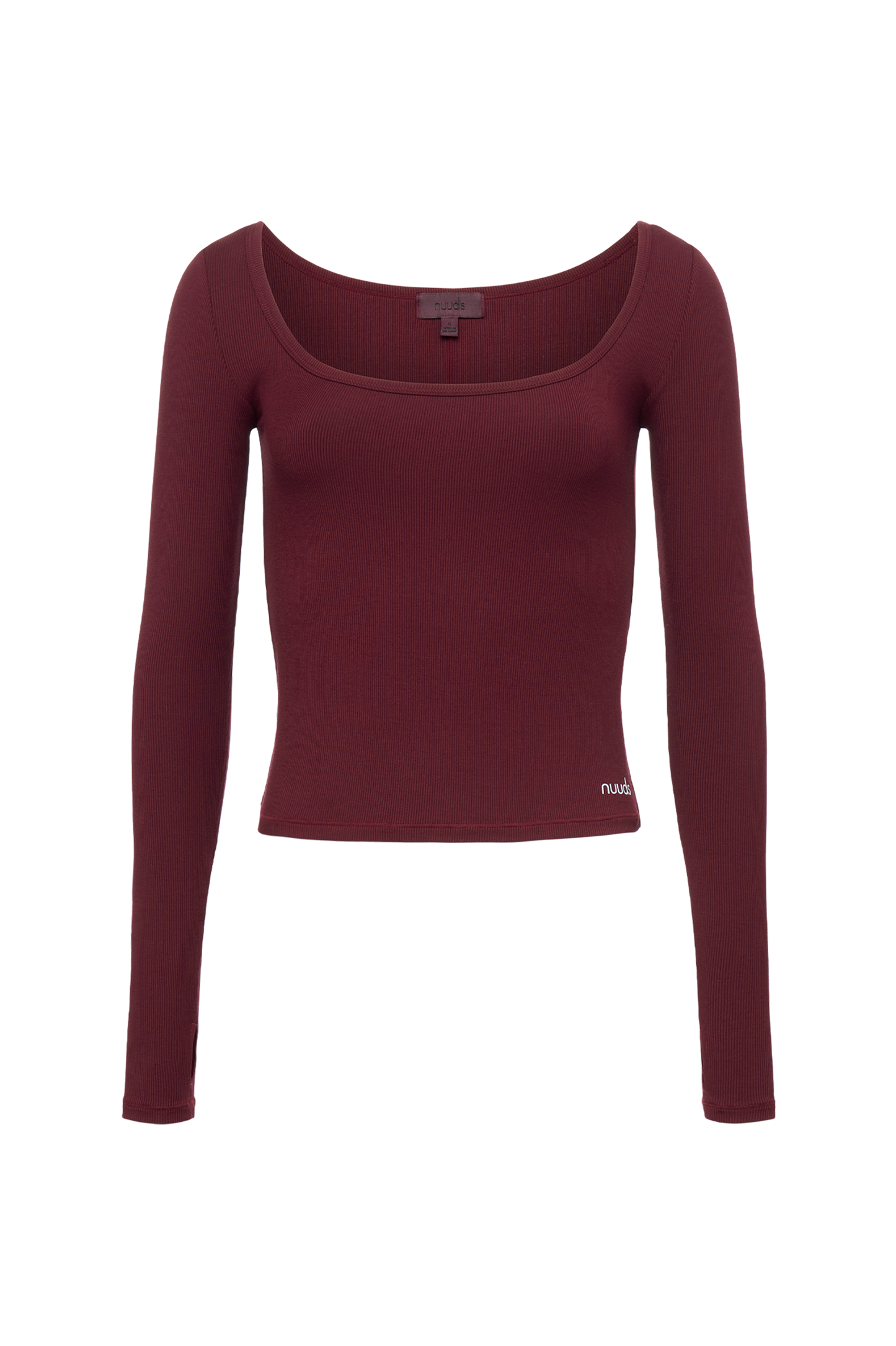 Sporty Rib Portrait Long Sleeve Top | Ruby