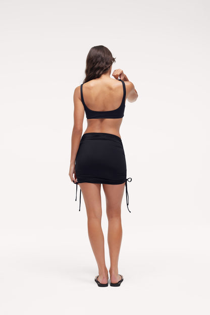 Ruched Swim Skirt | Black