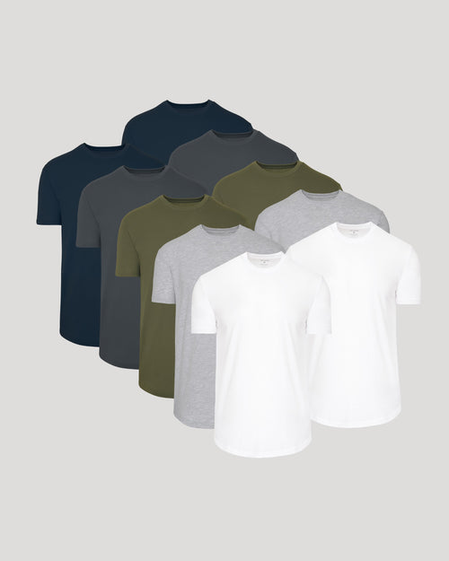 Classic Curved Hem Crew Neck 10-Pack