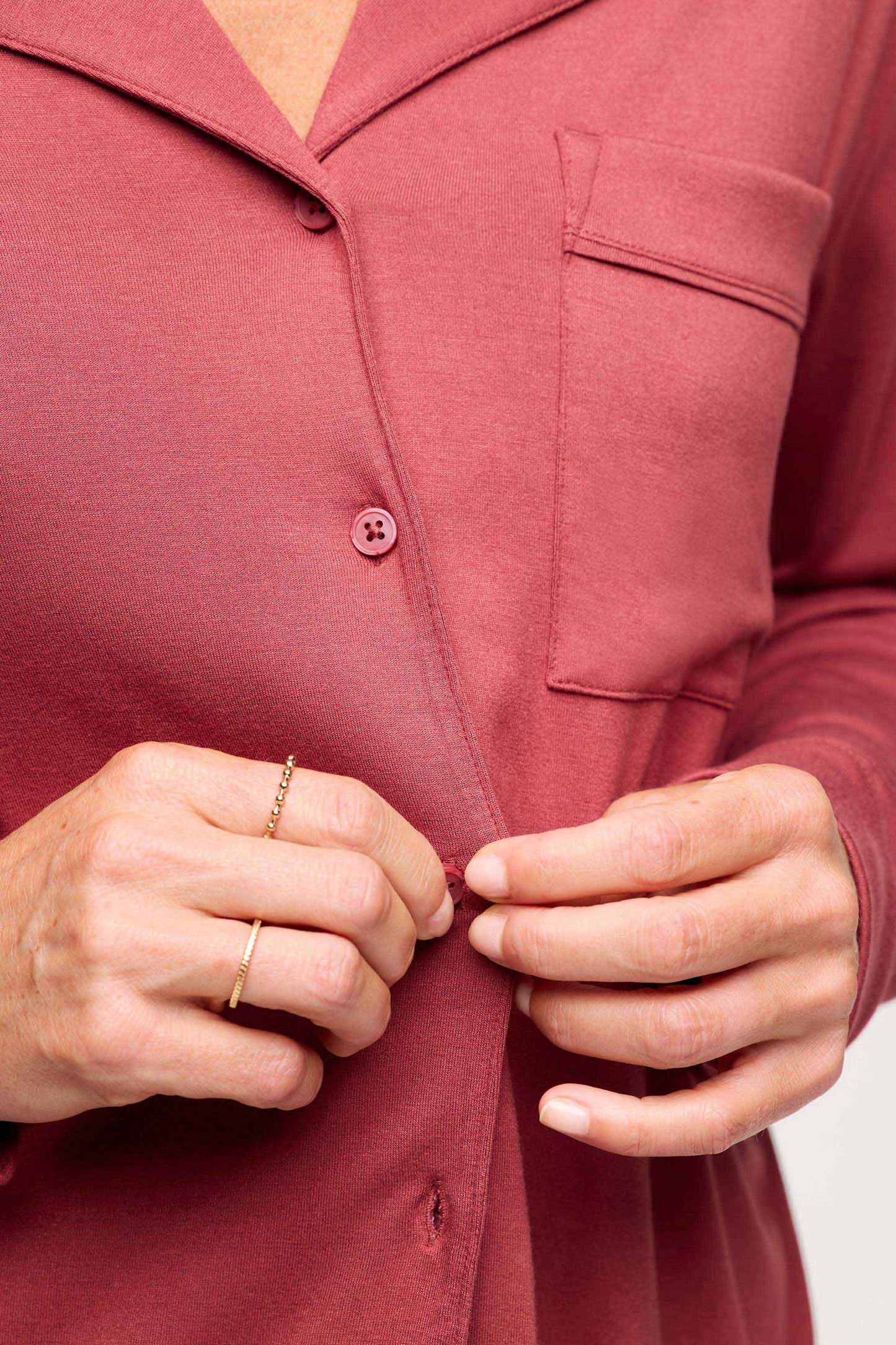 Long Sleeve Button-Up Pajama Shirt | Mauve