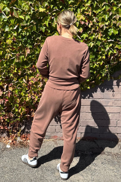 Caramel Lux Knit Slouch Pant