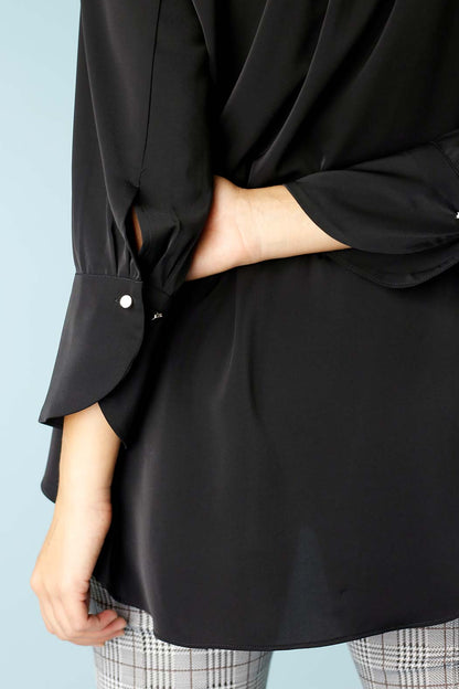 Black Soft Touch Drape Blouse - SALE