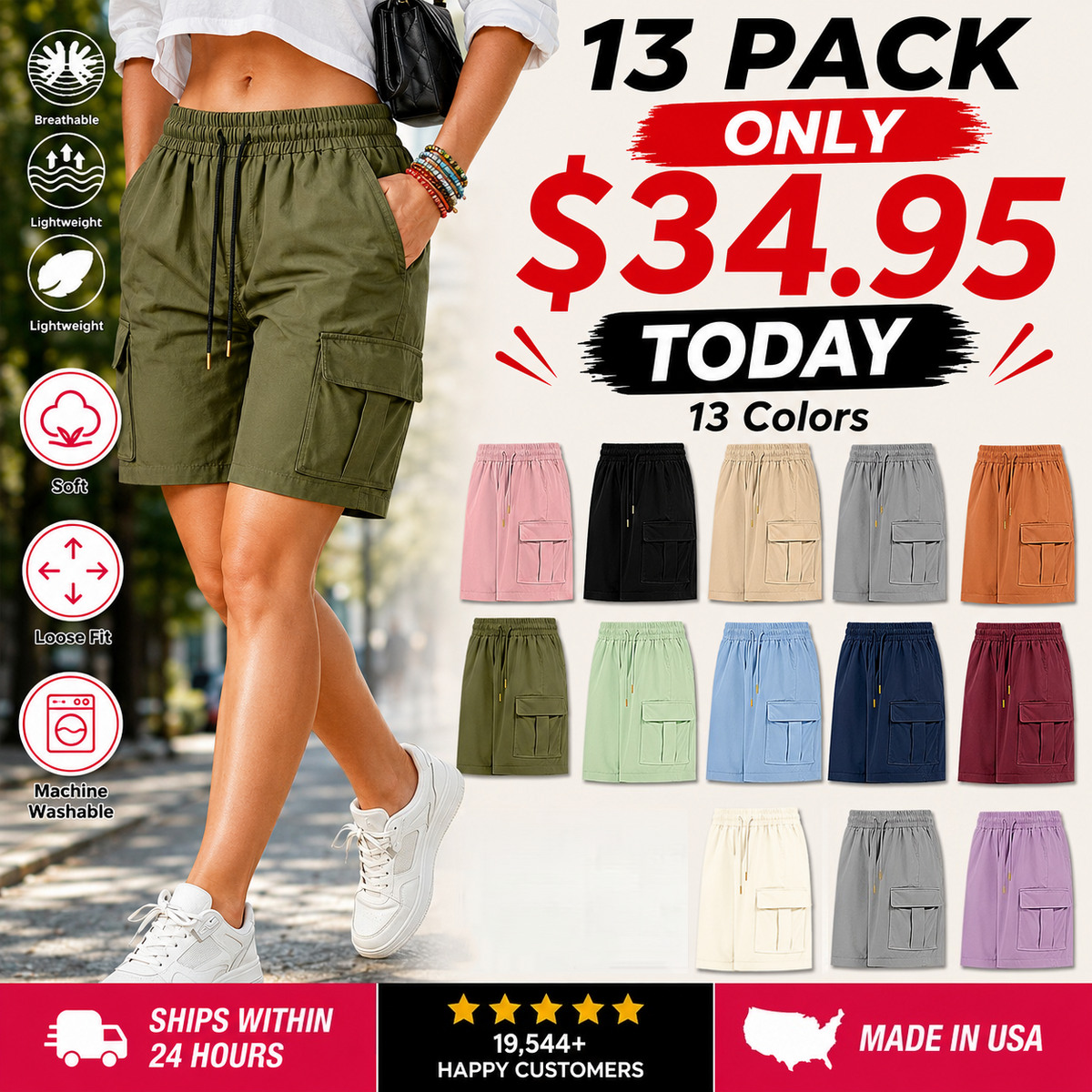 Women’s Outdoor Cargo Shorts – Multi-Pocket Design for Everyday Adventures