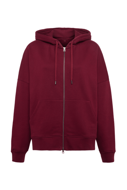 Core Fleece Two Way Zip Hoodie | Ruby