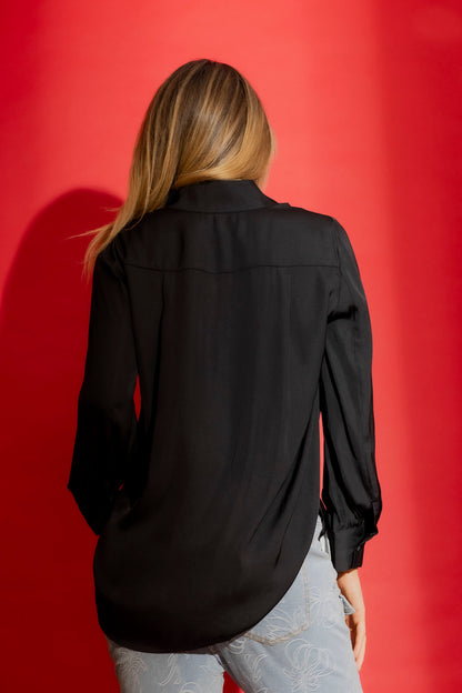 Black Silky Milan Blogger Shirt