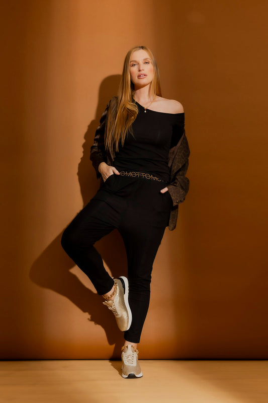 Black Tencel Pull On Pant