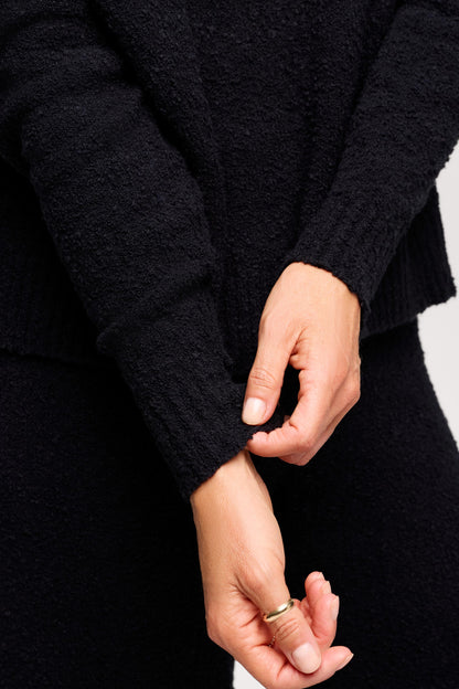 Boucle Crewneck Sweater | Black