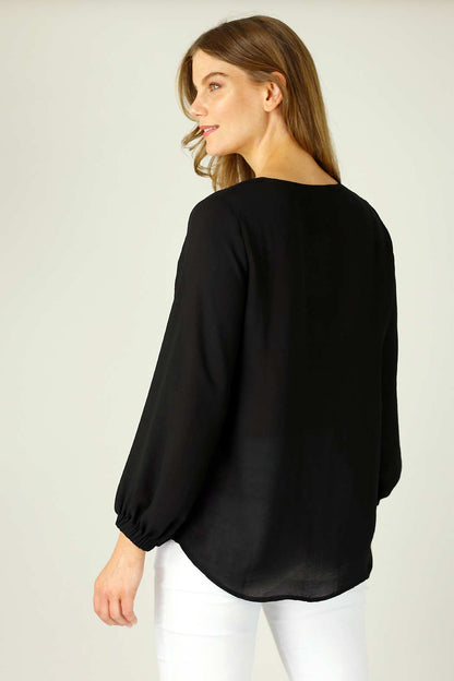 Black Chiffon Audrey Blouse - SALE