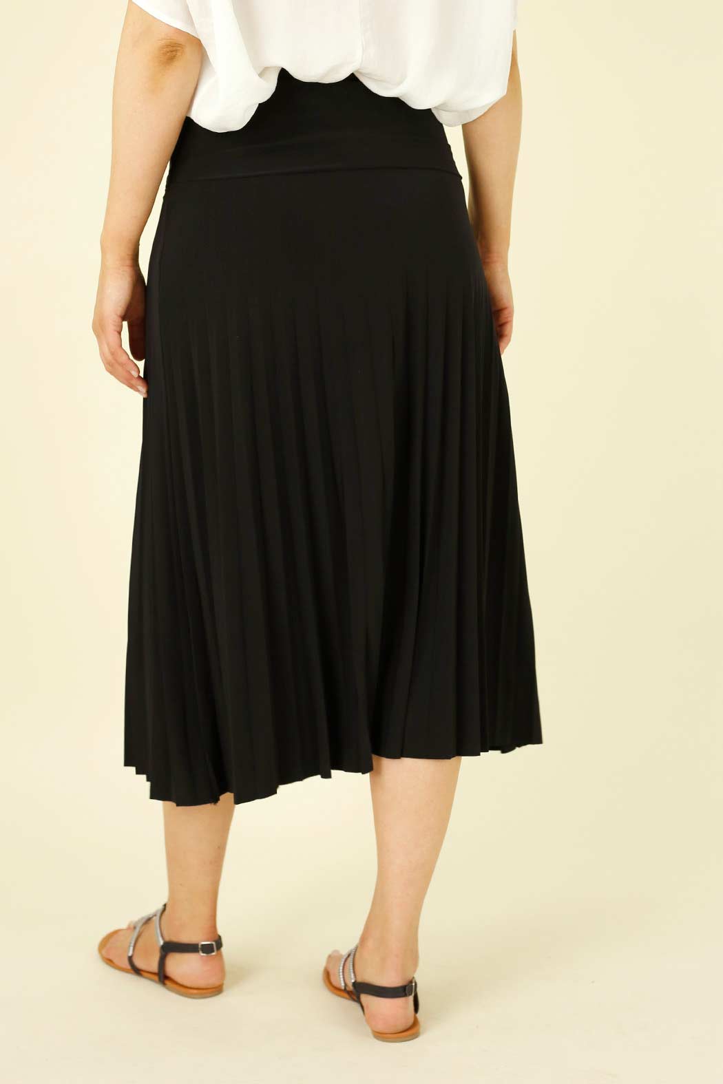 Black Jersey Roll Top Pleat Skirt - SALE