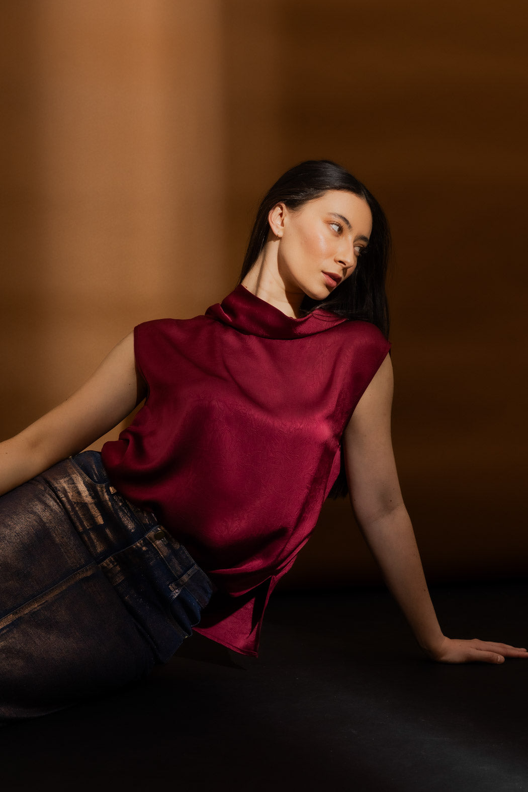 Burgundy Cowl Neck Top