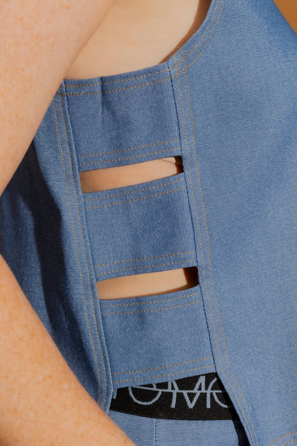 Chambray Cut Out Top