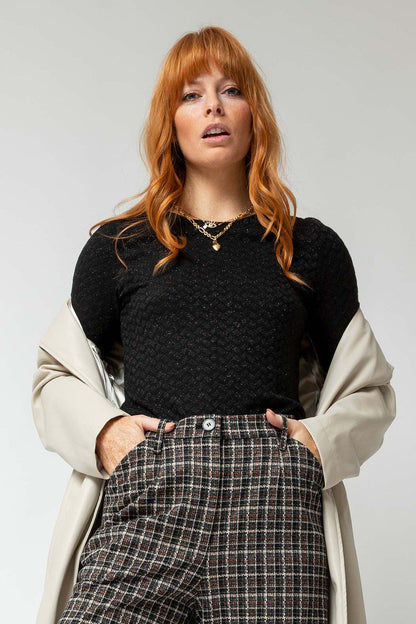 Black Lurex Basic Top