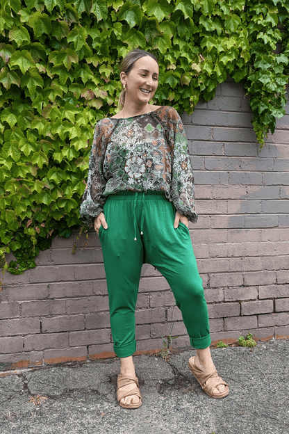 Black Green Boho Blouse - Final Sale
