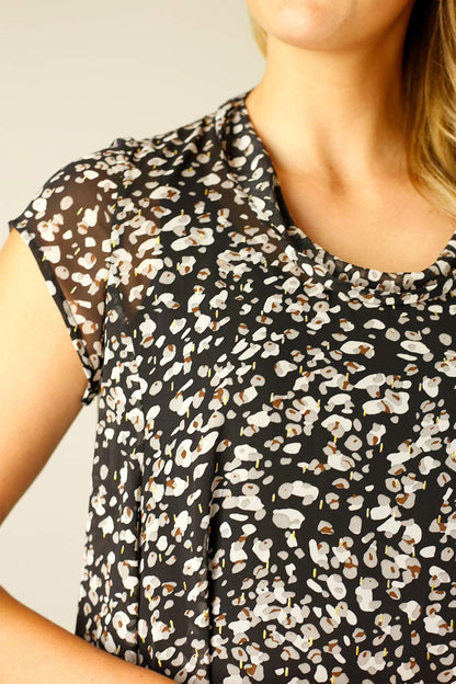 Black Animal Chiffon Baby Cowl Dress - SALE