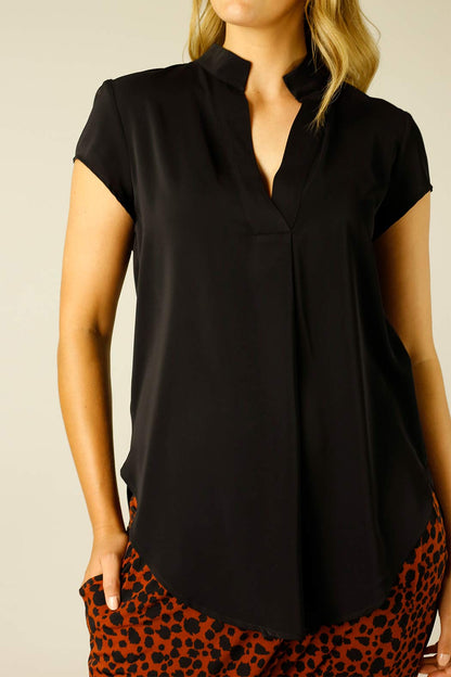 Black Soft Touch Cap Blogger Top