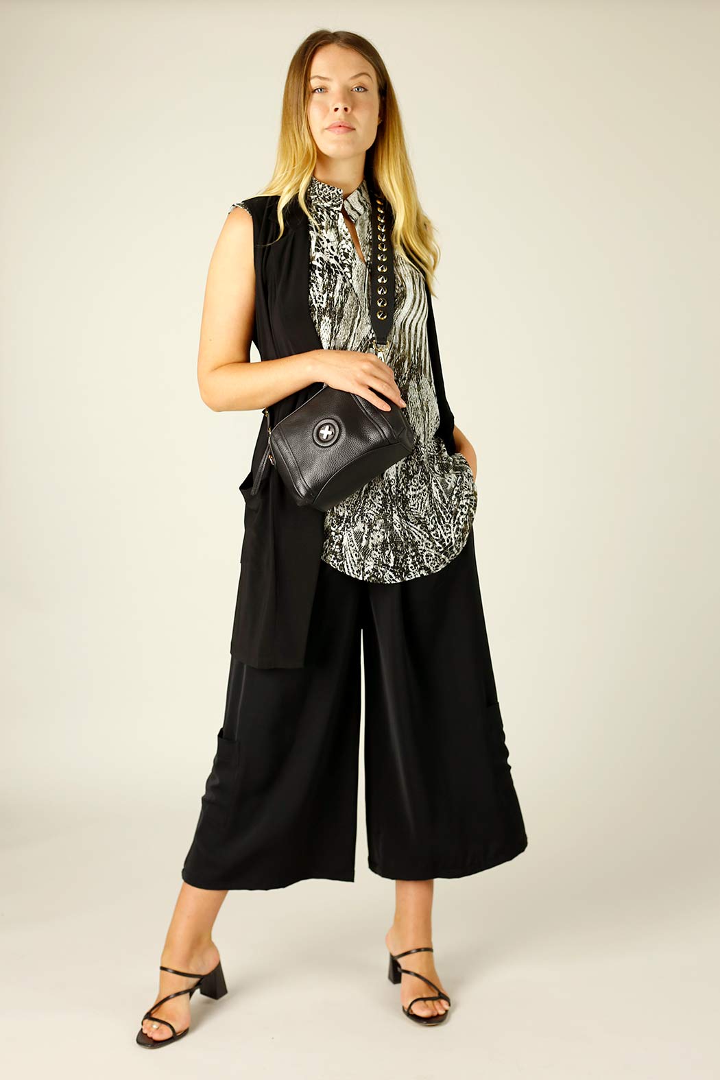 Black Soft Touch Cargo Culotte