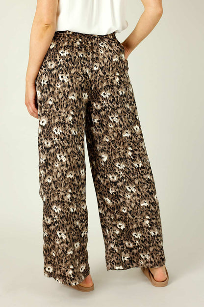 Brown Animal Print Pocket Culotte