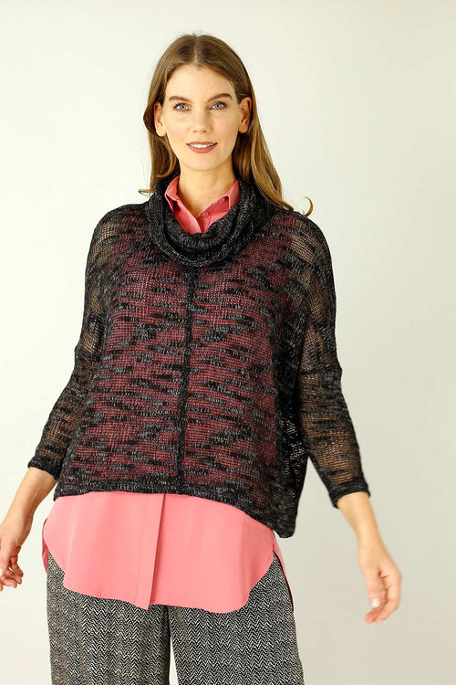 Black Distressed Cowl Overtop -SALE