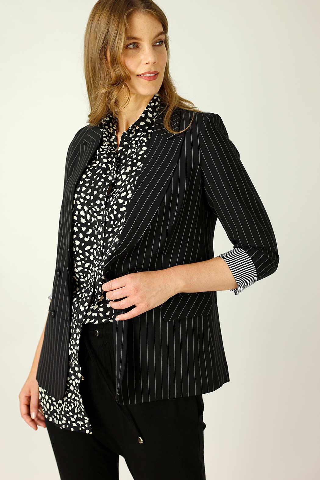 Black Pinstripe Casablanca Blazer - SALE