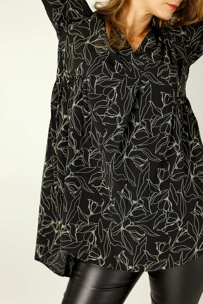 Black Floral Nano Babydoll Shirt - SALE