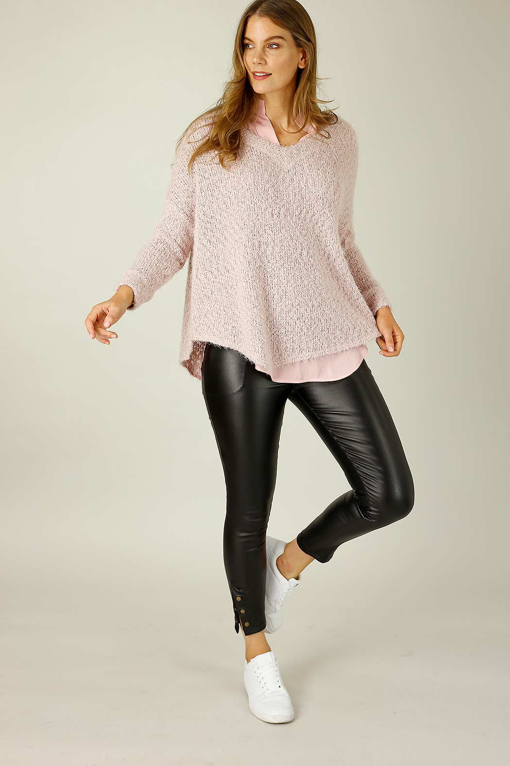 Black Waxed Leatherette Stud Jean - SALE
