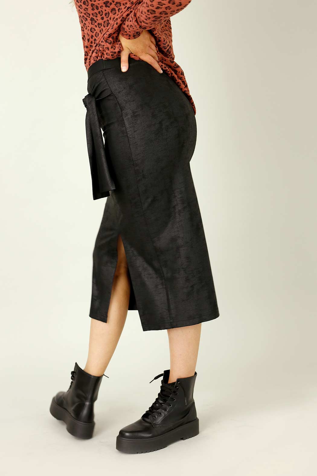Black Leatherette Harlow Skirt