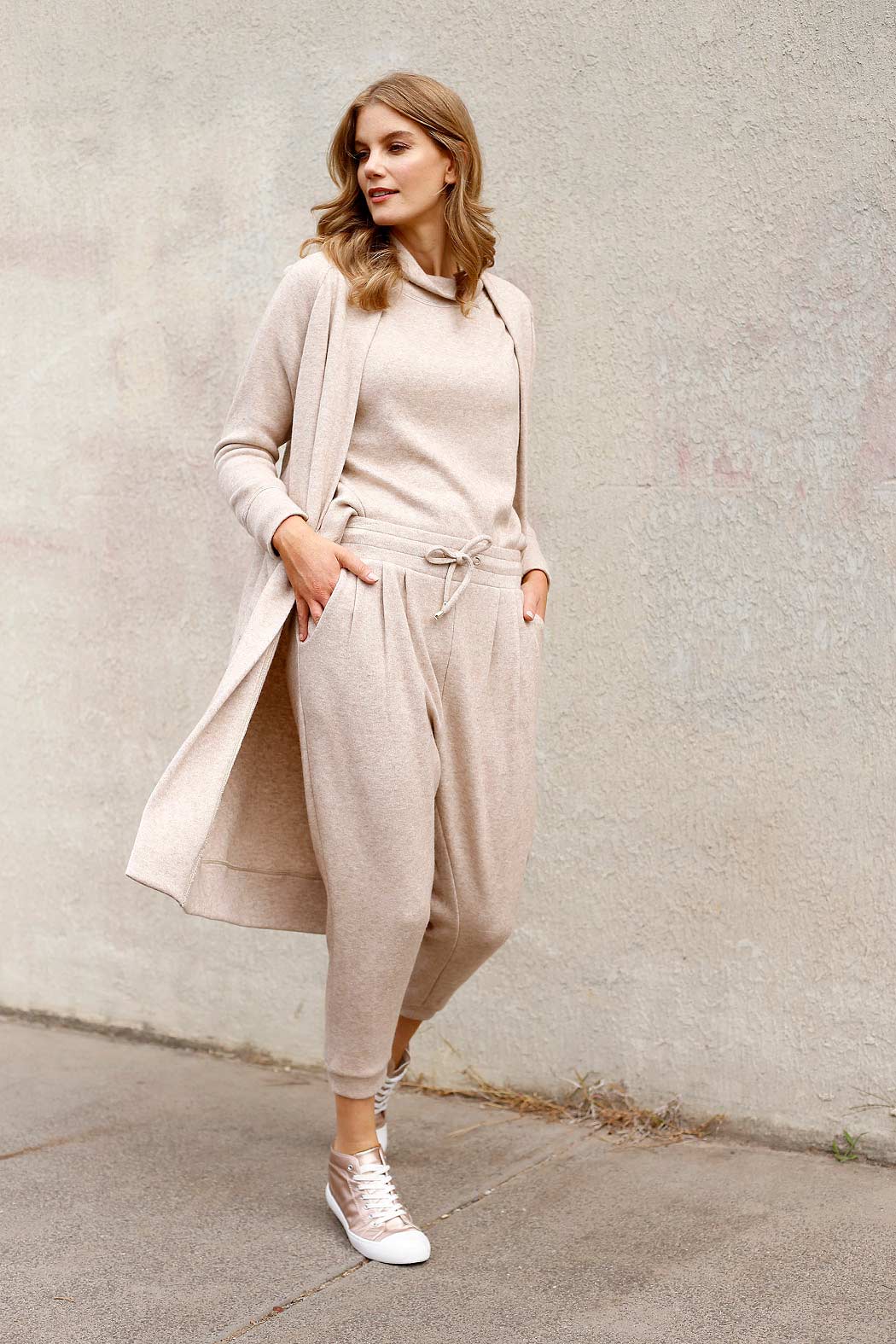 Beige Lux Slouch Pant