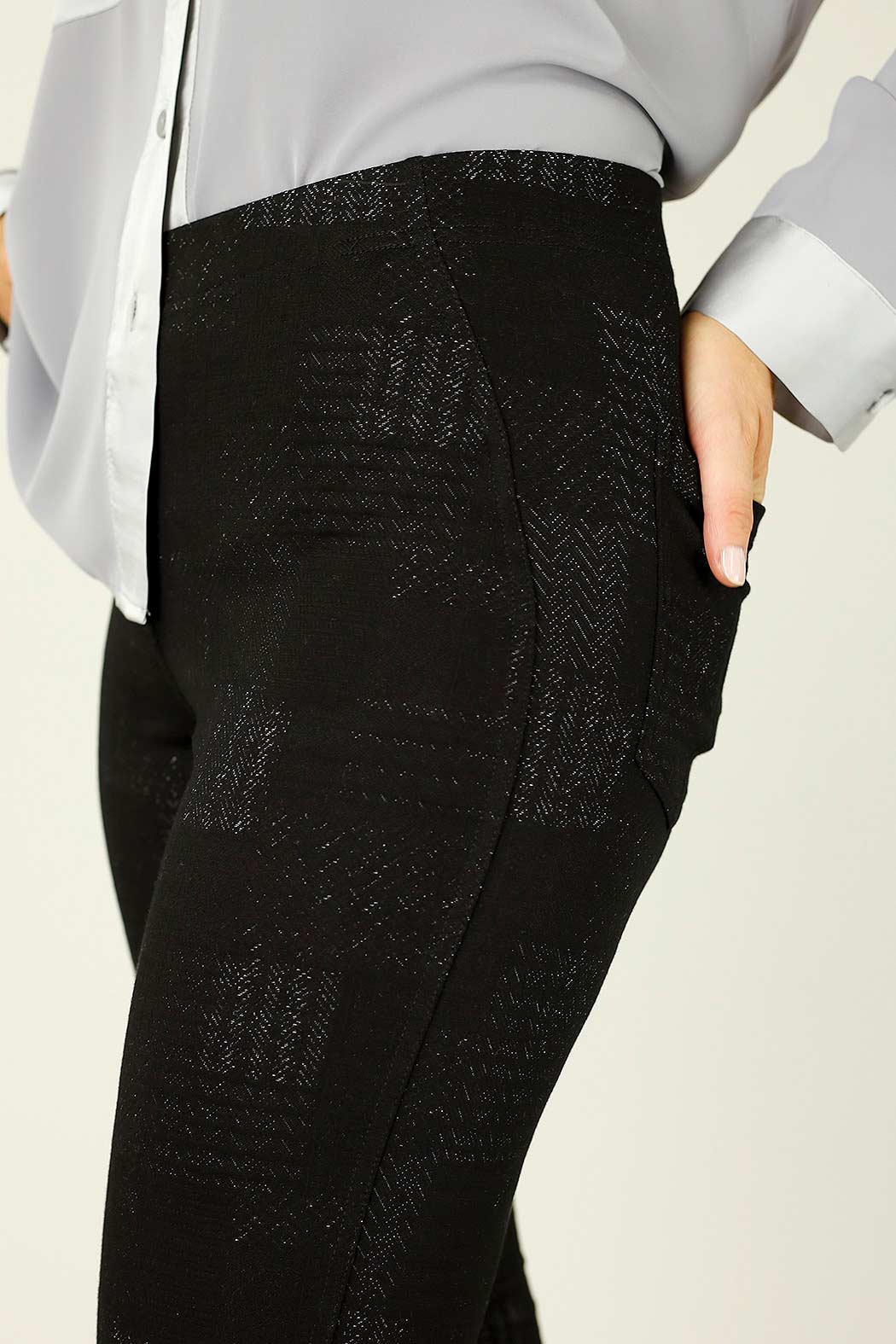 Black Jacquard Ponte Panel Pant - SALE