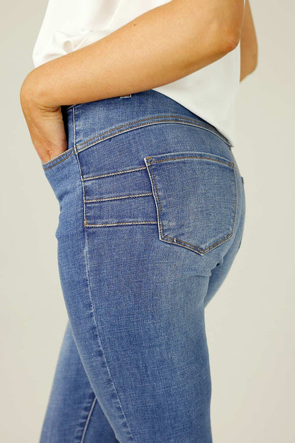 Chambray Raw Hem Booty Lift Jean - FINAL SALE