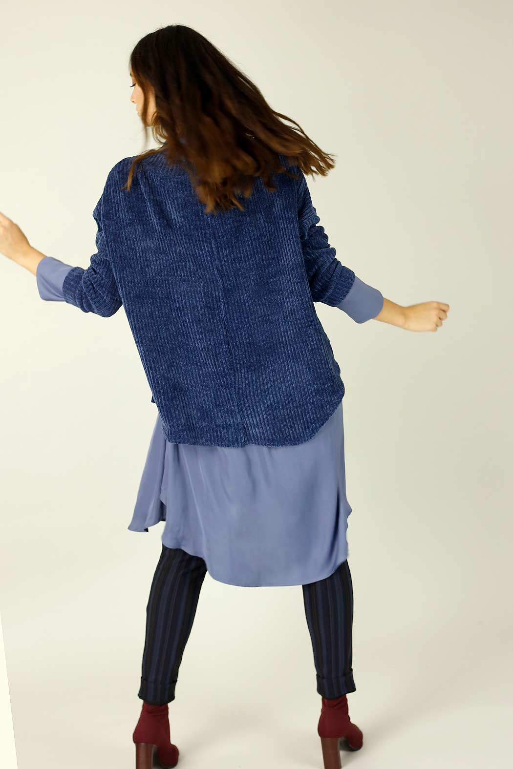 Blue Velour Vee Jumper - SALE