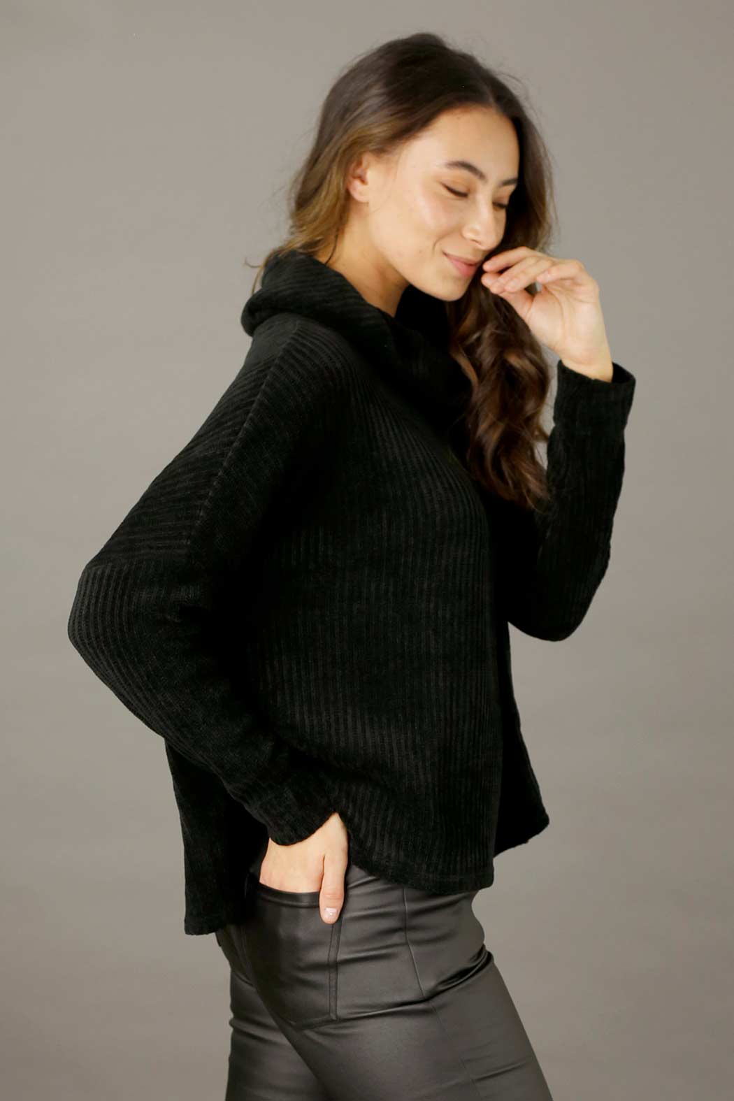 Black Velour Turtle Neck - FINAL SALE