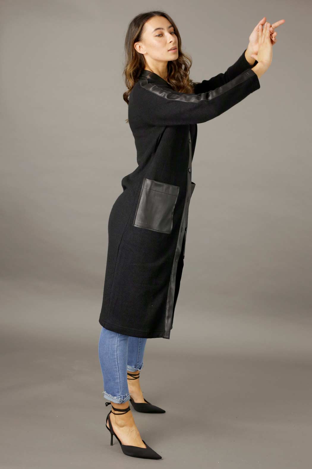 Black Rib Lexi Coatigan - FINAL SALE