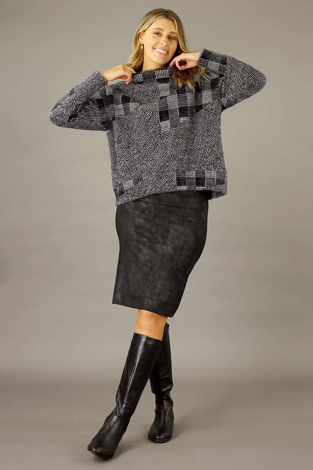 Charcoal Faux Fur Valentina Jumper