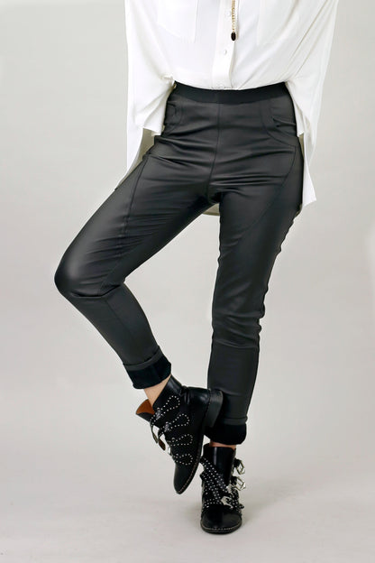 Black Waxed Jogger Pant