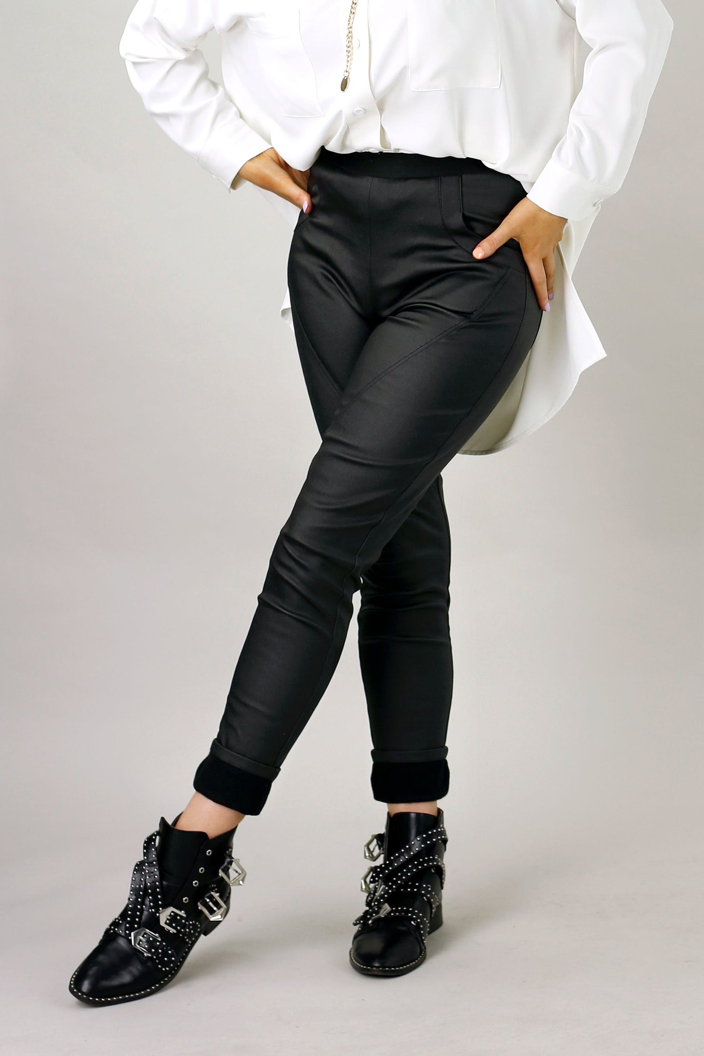 Black Waxed Jogger Pant
