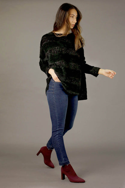 Black Fluffy Stripe Overtop