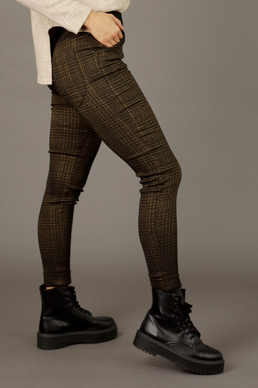 Bronze Check Bengaline Cuffed Jogger - SALE