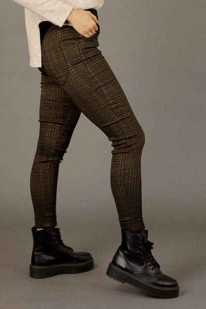 Bronze Check Bengaline Cuffed Jogger - SALE