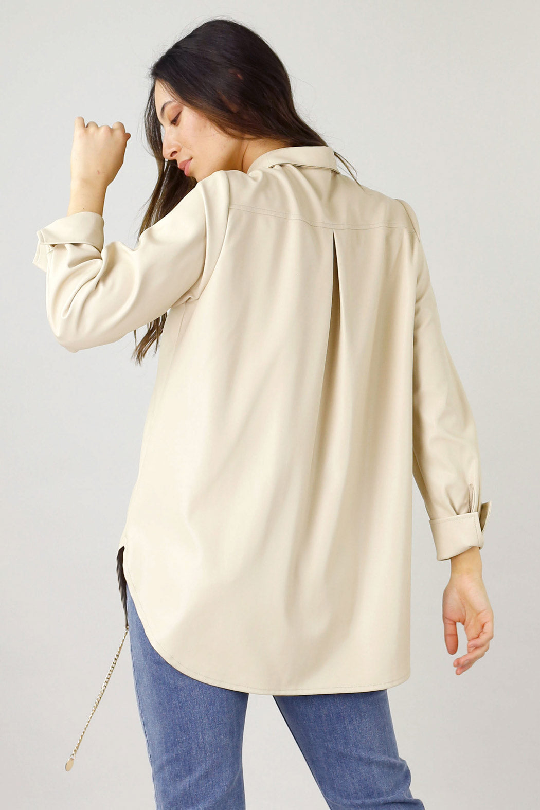 Beige Matrix Boyfriend Shirt - SALE