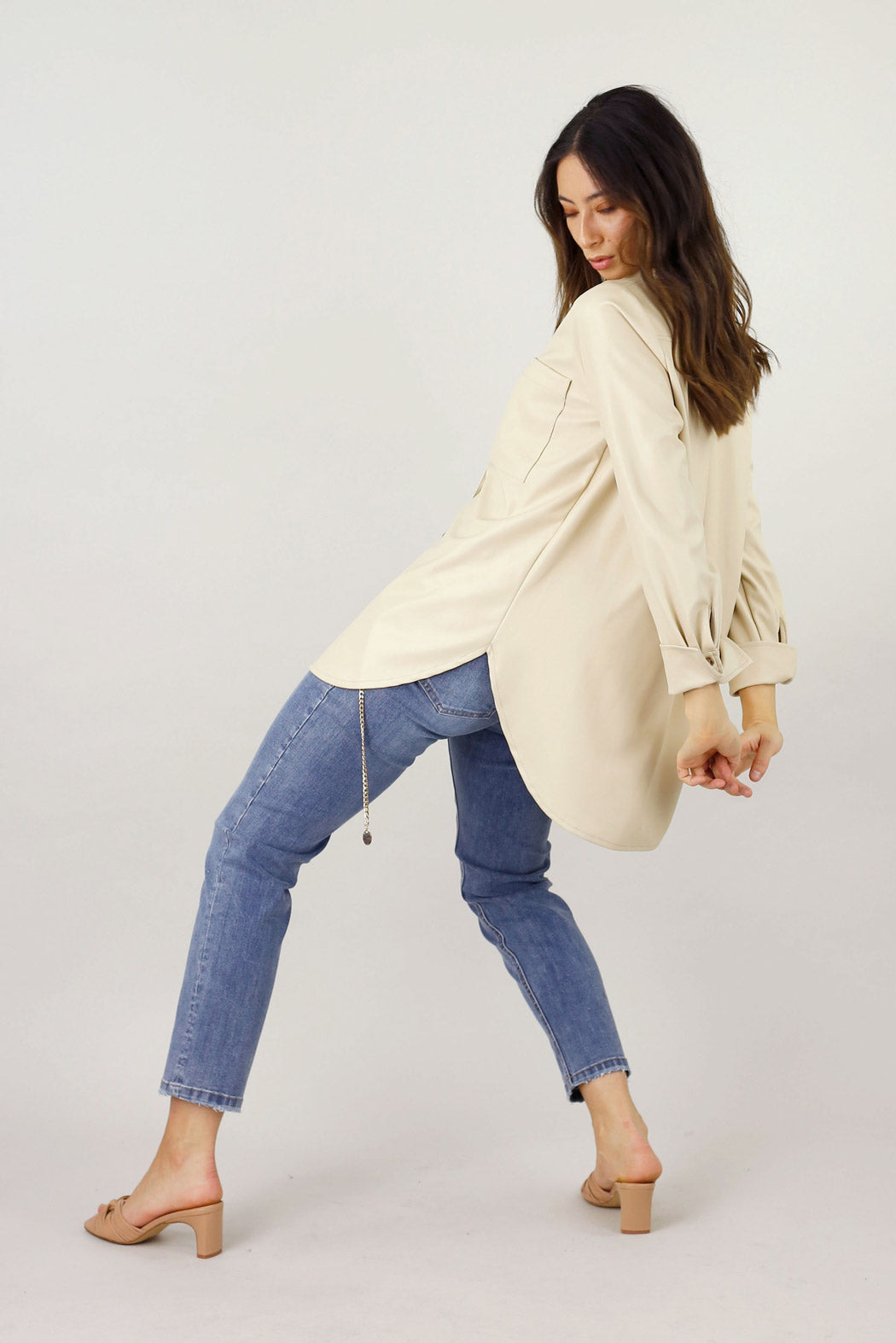 Beige Matrix Boyfriend Shirt - SALE