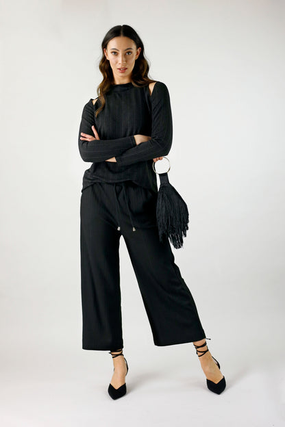 Black Glam Rib Top - SALE