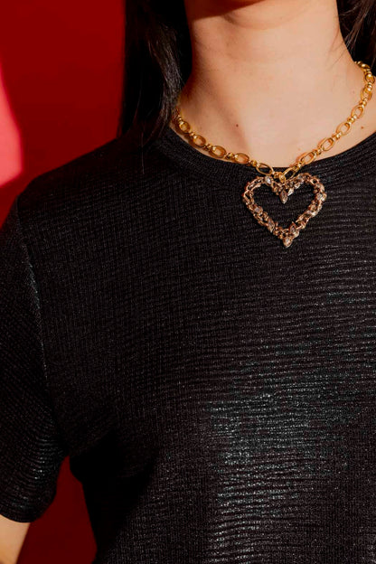 Black Sparkle Crew Tee