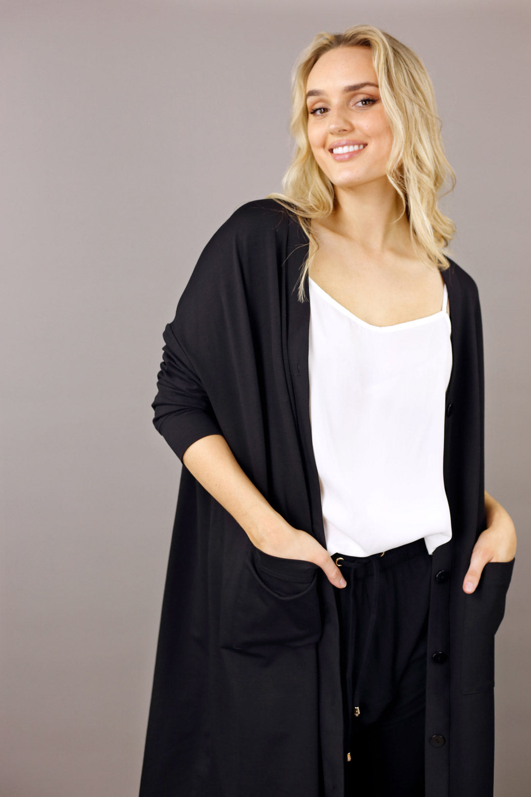 Black Nano Cotton Maxi Cardigan - SALE